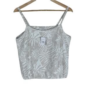 NWT Loft Tank Top Women M Beige Cotton Textured Boucle Knit Tropical Coastal